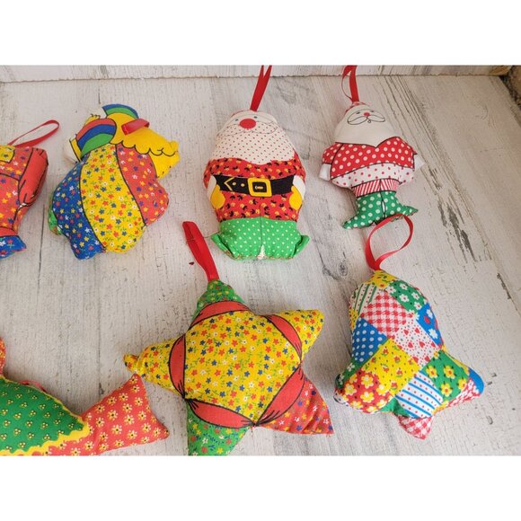 Patchwork variety santa star horse bird ornament Xmas set - Picture 4 of 6